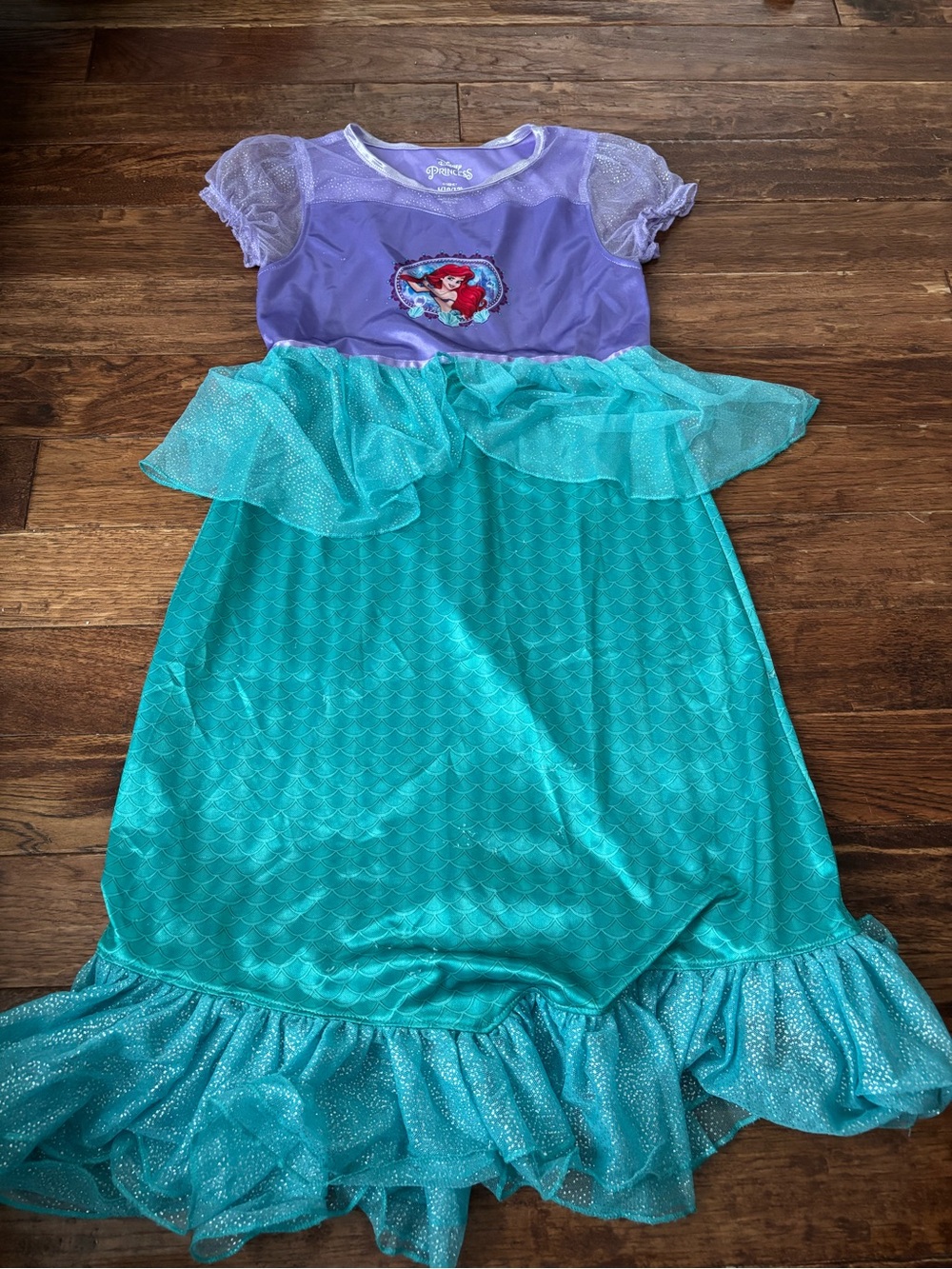 Disney Large Girls 10 12 Little Mermaid Ariel Princess Nightgown Pajamas
